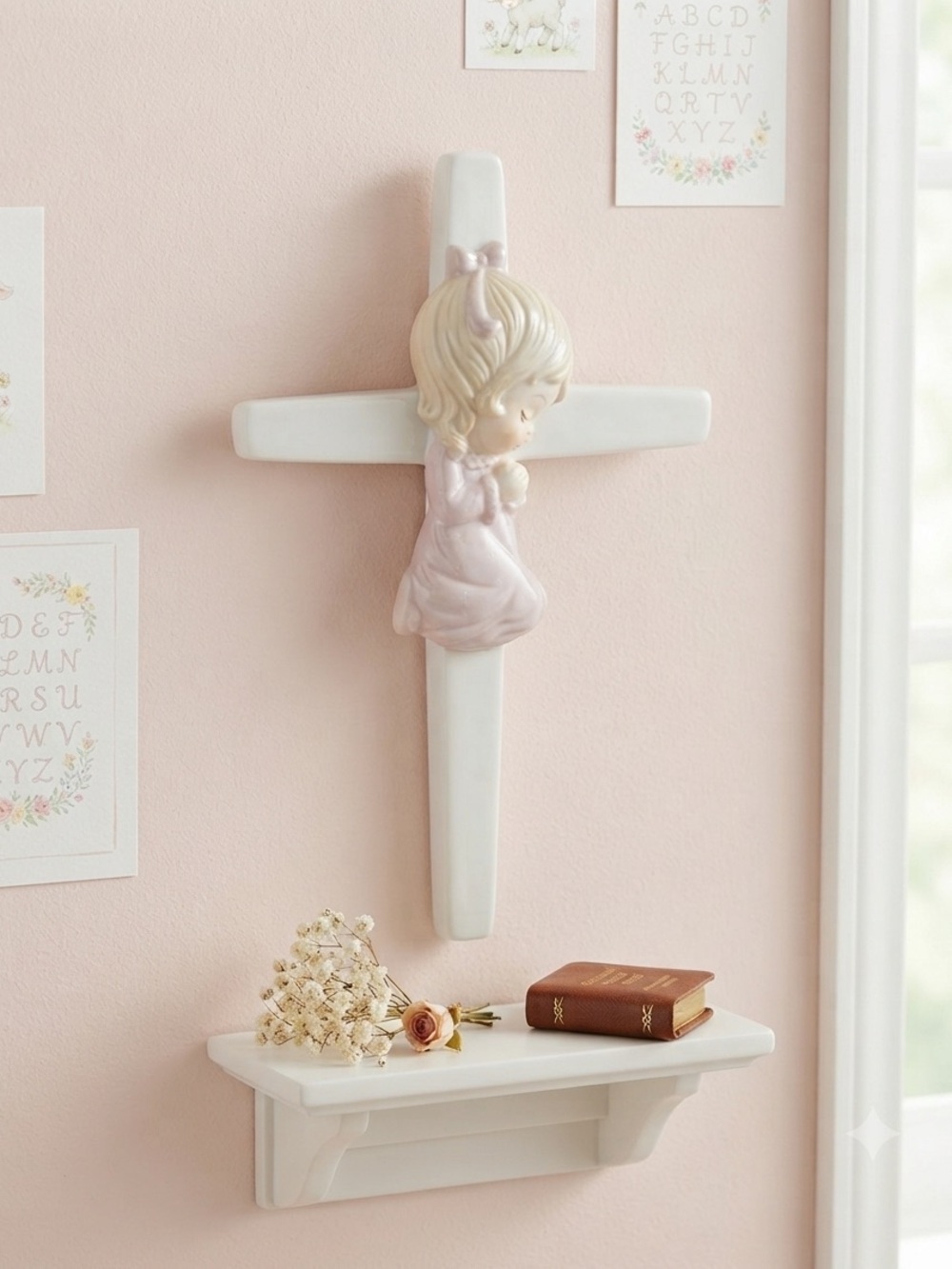 Vintage Roman Inc. Valencia Collection Baby Girl Praying Wall Cross
